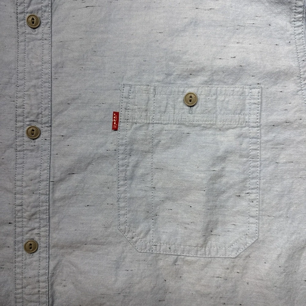 Levi's Blue Ripstop Cotton Button Up Shirt Size 2XL XXL Mens Long Sleeves